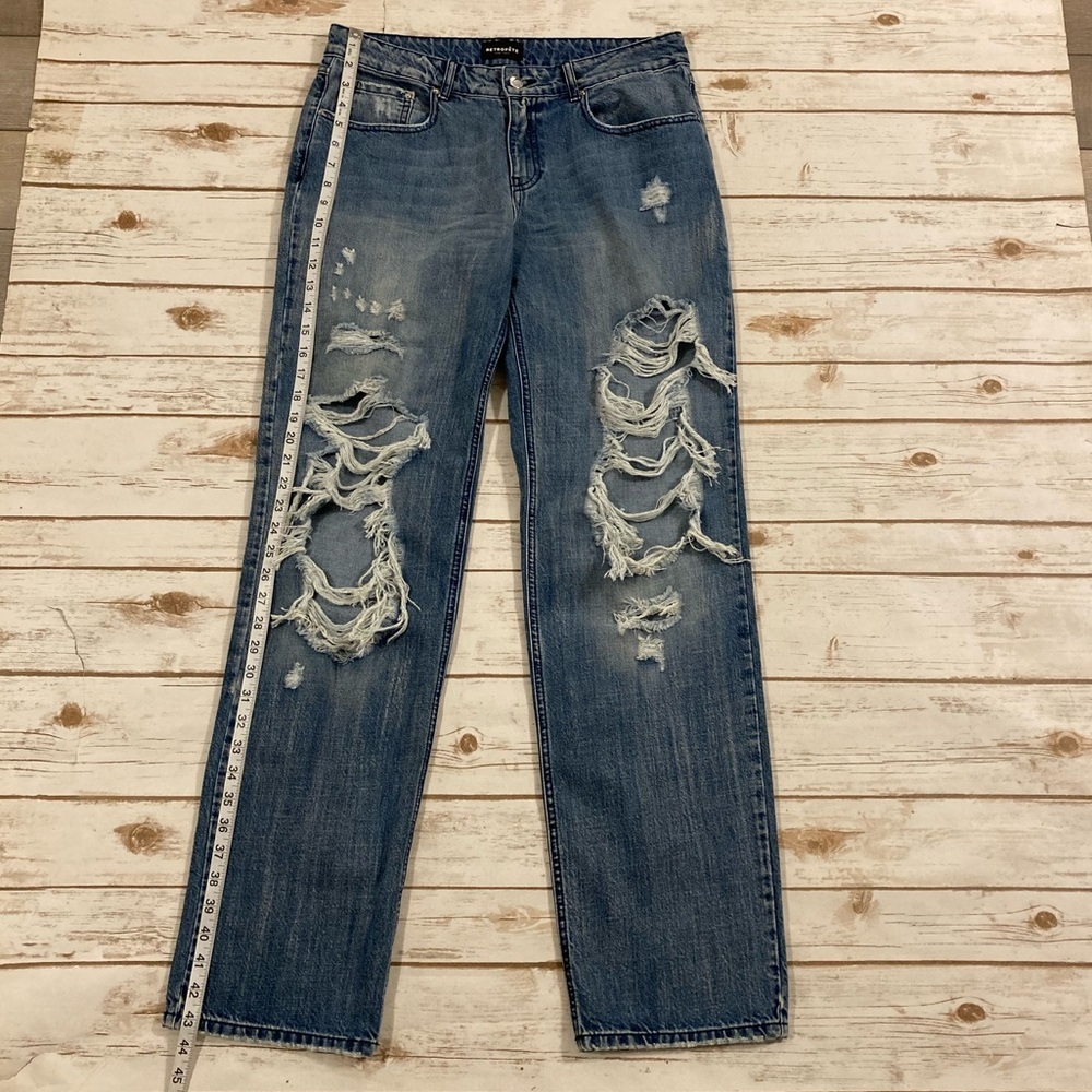 Retrofête Low Rise Chris Jean Distressed In Sea Size 28 - Picture 8 of 14